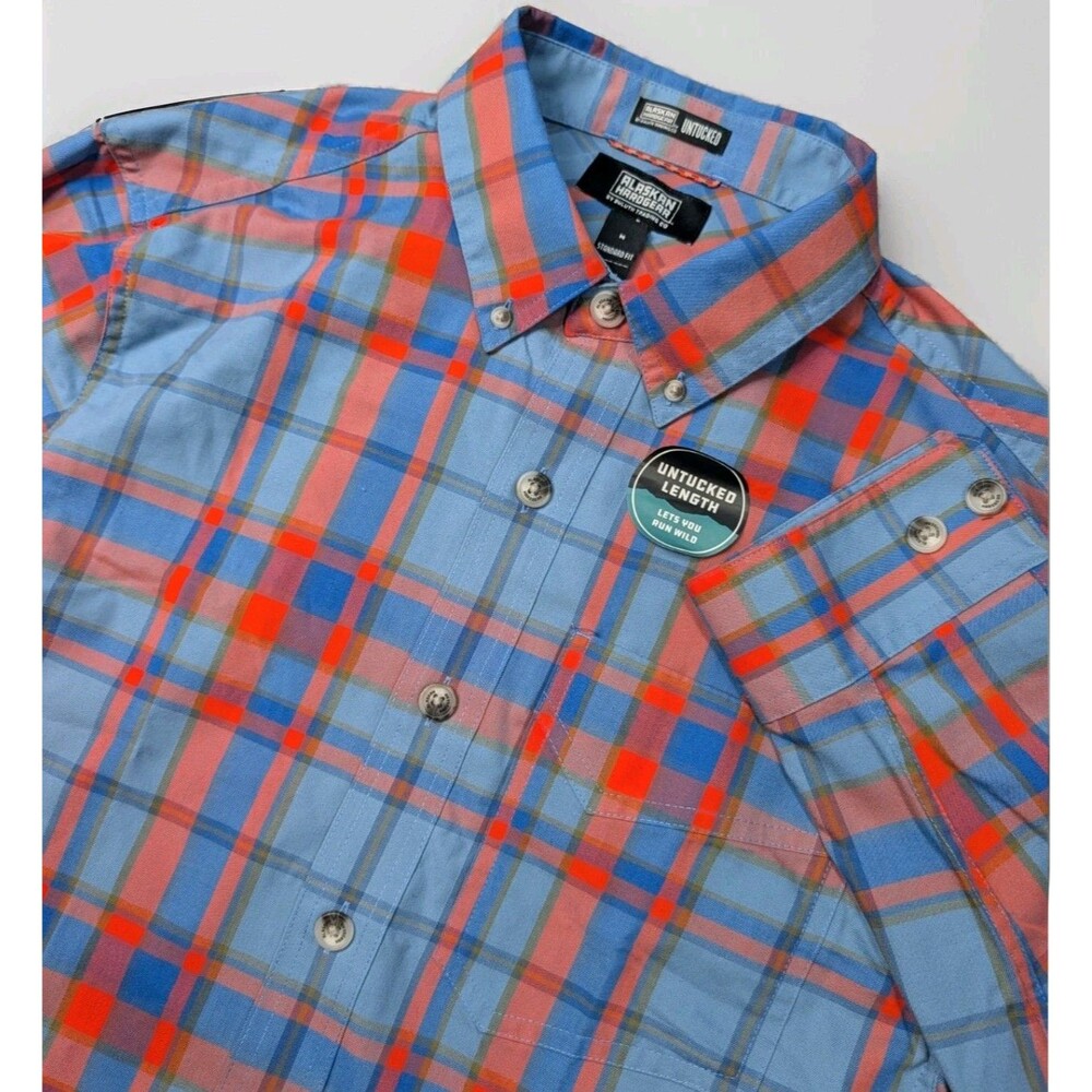 Alaskan Hardgear Duluth Trading Mens Medium Untucked Plaid Button Down Shirt NWT